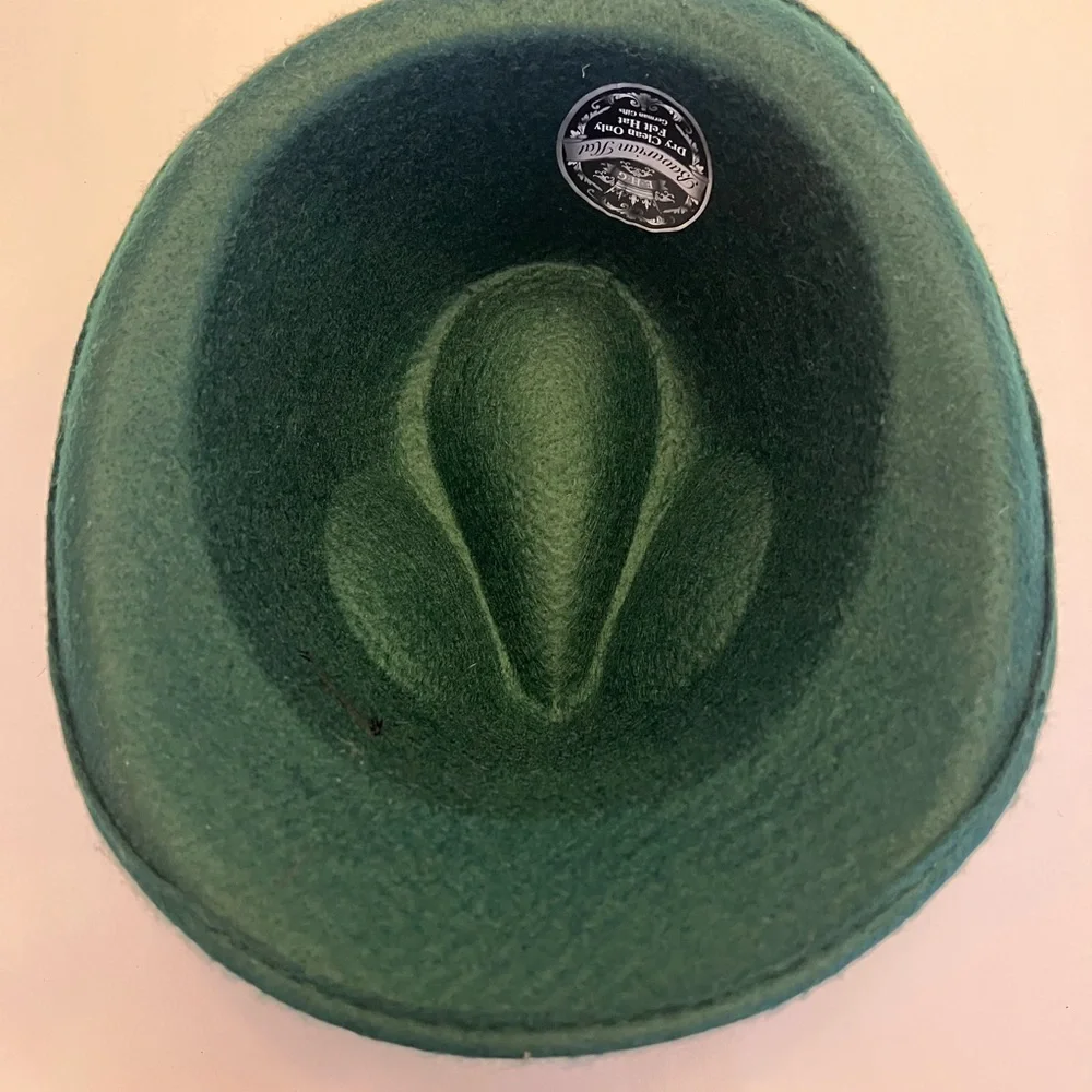 Bavarian Alpen‎ Mens Fedora Hat With Feather Green Wool